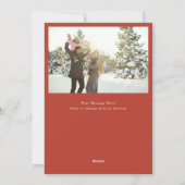 イラストのポインセチア ゴールドリボン 写真 シーズンカード (裏面)