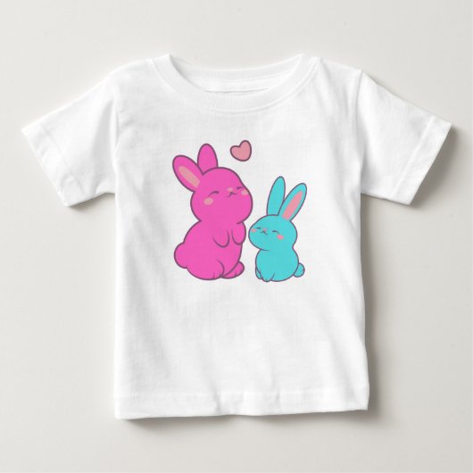 イラストの可愛いウサギたち ベビーTシャツ (正面)