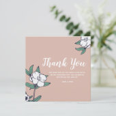 イラストの花が添えられたシンプルなお礼のカード 招待状 (スタンド正面)