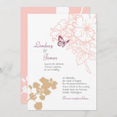 イラストの花と蝶のガーデンウェディング 招待状 (正面/裏面)