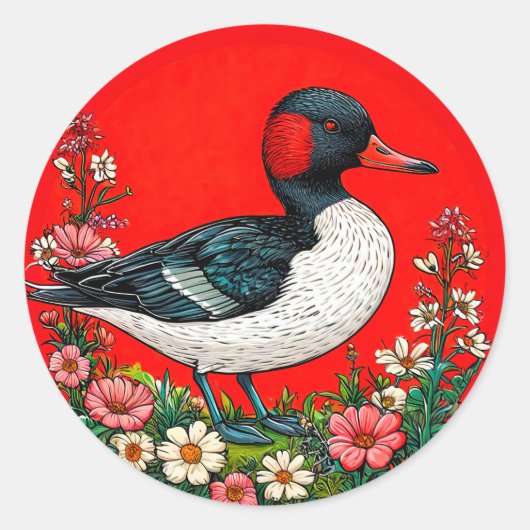 イラストの鮮やかなアヒル ラウンドシール (正面)