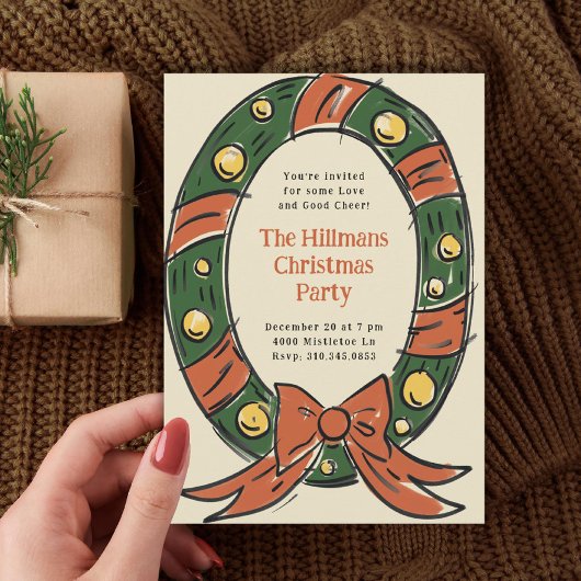 イラストオーバルカートゥーンワレアのホリデーパーティー 招待状