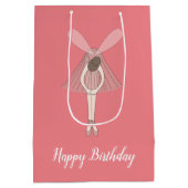 イラストマ・バレリーナ・フェアリー・ピーチ（テキスト付き） ミディアムペーパーバッグ (裏面)