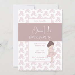 イラストマ ピンク バレエシューズ パターン 1歳の誕生日 招待状