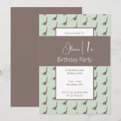 イラストマ ブラウン ロングネック 恐竜 1歳の誕生日 招待状 (正面/裏面)