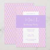 イラストマ レインボー カップケーキ ライトパープル 1歳の誕生日 招待状 (正面/裏面)