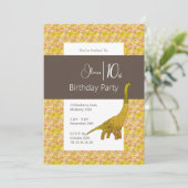 イラストマ 恐竜 ブラウン イエロー 10歳の誕生日 招待状 (スタンド正面)