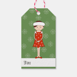 イラストマ 雪の結晶のドレスの女の子 クリスマス ギフトタグ