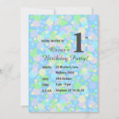 イラストマ Rainbow Pastel Dots ボーイズ ブルー 誕生日 イン 招待状 (正面)