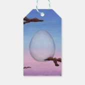 イラストレーションに飛んでいる囲まれた巨大な卵 ギフトタグ (裏面)