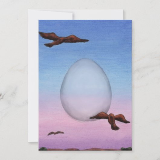 イラストレーションに飛んでいる囲まれた巨大な卵 シーズンカード (正面)