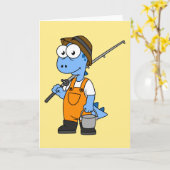 イラストレーションのアロサウルス漁師。 カード (黄色い花)