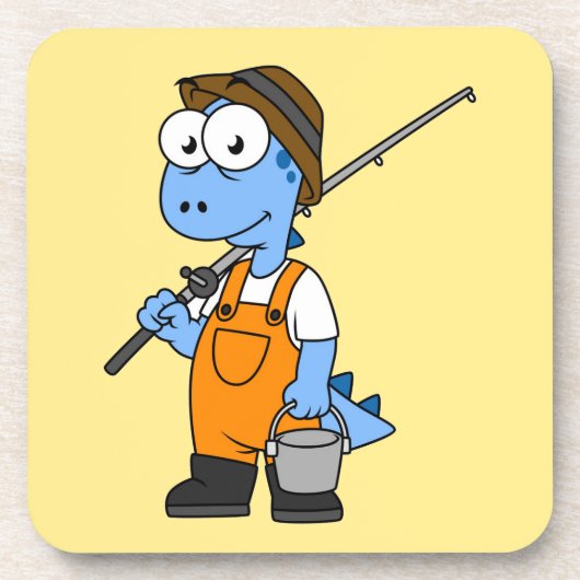 イラストレーションのアロサウルス漁師。 コースター (正面)