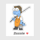 イラストレーションのアロサウルス漁師。 シール (シート)