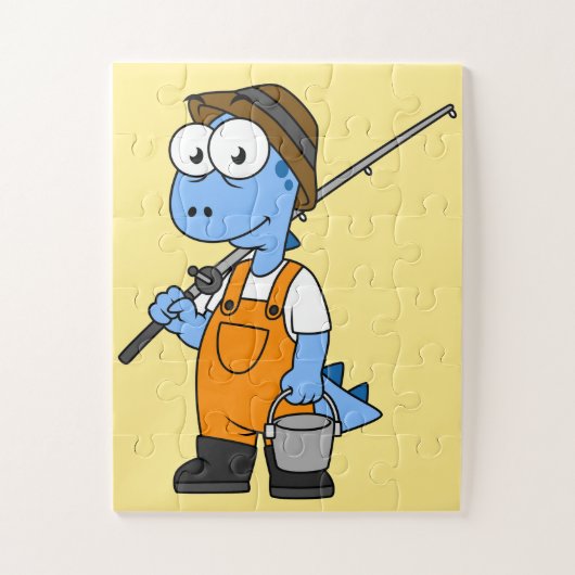 イラストレーションのアロサウルス漁師。 ジグソーパズル (縦)