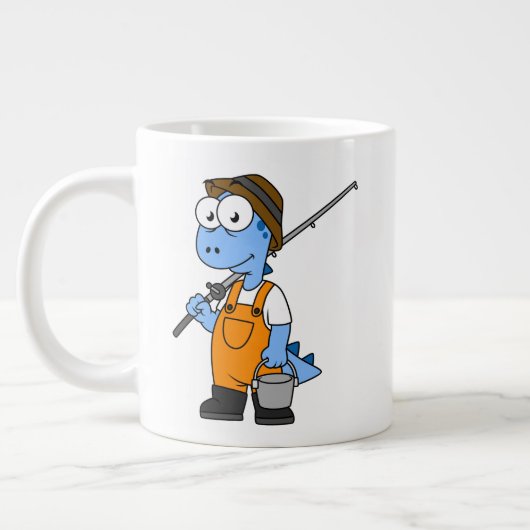 イラストレーションのアロサウルス漁師。 ジャンボコーヒーマグカップ (左)