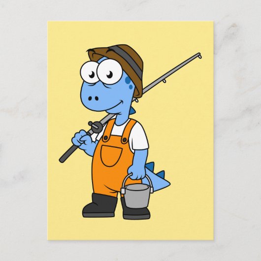 イラストレーションのアロサウルス漁師。 ポストカード (正面)