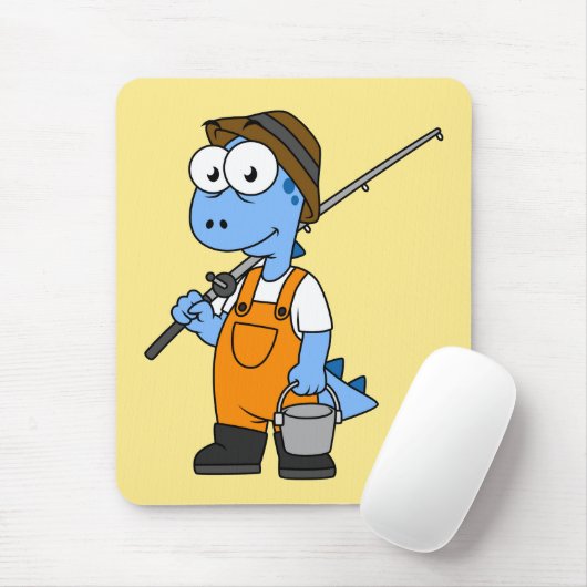 イラストレーションのアロサウルス漁師。 マウスパッド (マウス)