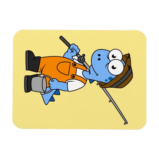 イラストレーションのアロサウルス漁師。 マグネット (横)