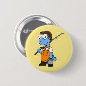 イラストレーションのアロサウルス漁師。 缶バッジ (正面&裏面)