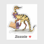 イラストレーションのイグアノドンとショッピングバッグ。 シール (シート)