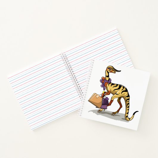 イラストレーションのイグアノドンとショッピングバッグ。 ノートブック (内部)