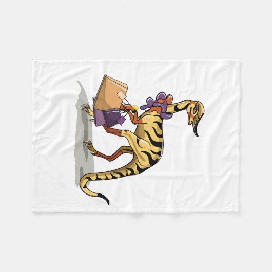 イラストレーションのイグアノドンとショッピングバッグ。 フリースブランケット (正面(横))