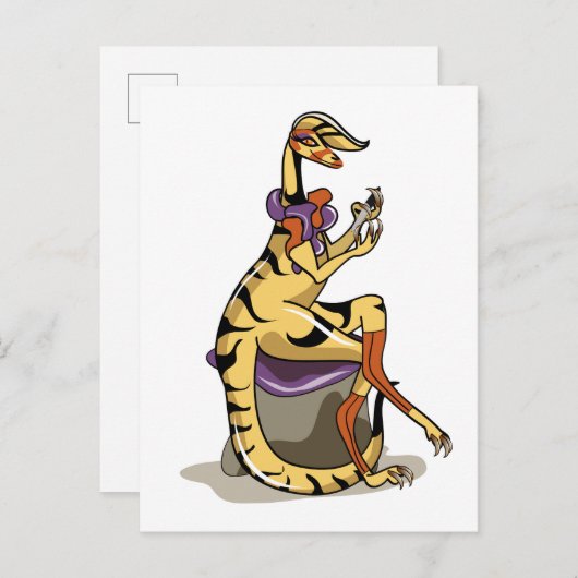 イラストレーションのイグアノドン彼女の爪、 ネイル。 ポストカード (正面/裏面)