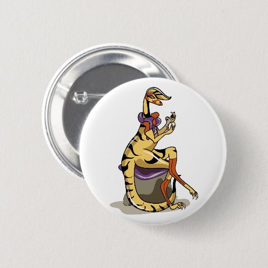 イラストレーションのイグアノドン彼女の爪、 ネイル。 缶バッジ (正面&裏面)