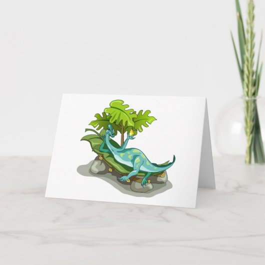 イラストレーションのイグアノドン日光浴。 カード (正面)