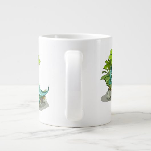イラストレーションのイグアノドン日光浴。 ジャンボコーヒーマグカップ (裏面)