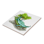 イラストレーションのイグアノドン日光浴。 タイル (側面)