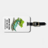 イラストレーションのイグアノドン日光浴。 ラゲッジタグ (正面横)