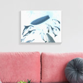 イラストレーションのイルカがボートを見上げる キャンバスプリント (インサイチュ (リビング))