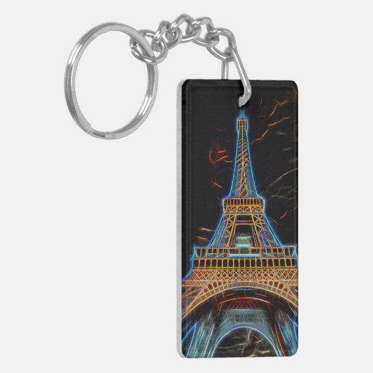 イラストレーションのエッフェルタワー – パリ,フランス キーホルダー (正面左)