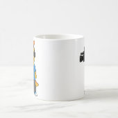 イラストレーションのカメラ操作者。 コーヒーマグカップ (中央)