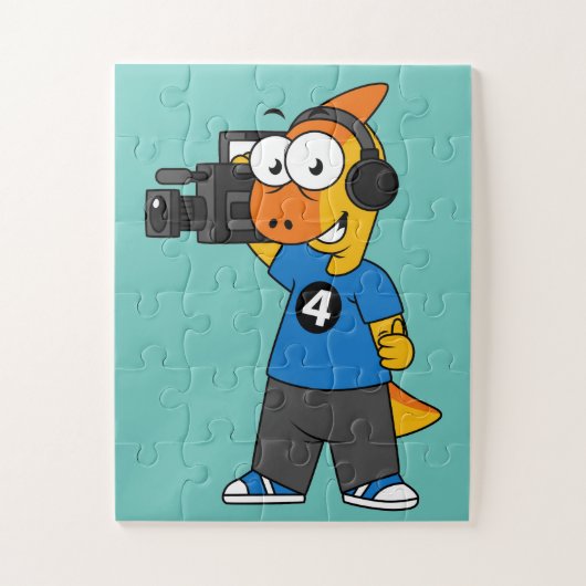 イラストレーションのカメラ操作者。 ジグソーパズル (縦)