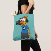 イラストレーションのカメラ操作者。 トートバッグ (クローズアップ)