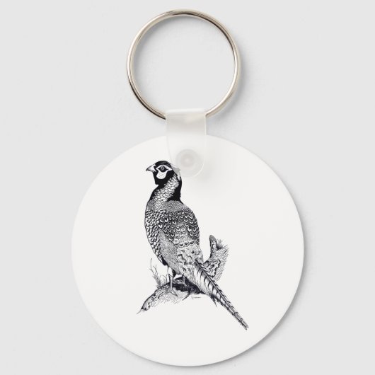 イラストレーションのキーリングボタンのPheasant キーホルダー (正面)