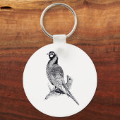 イラストレーションのキーリングボタンのPheasant キーホルダー (正面)