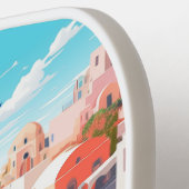 イラストレーションのサントリーニアイランドギリシャ旅行アート ピックルボールラケット (左詳細)