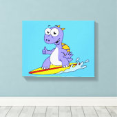 イラストレーションのサーフィンSpinosaurus。 キャンバスプリント (インサイチュ (ウッドフロア))