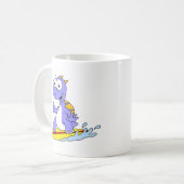 イラストレーションのサーフィンSpinosaurus。 コーヒーマグカップ (正面左)