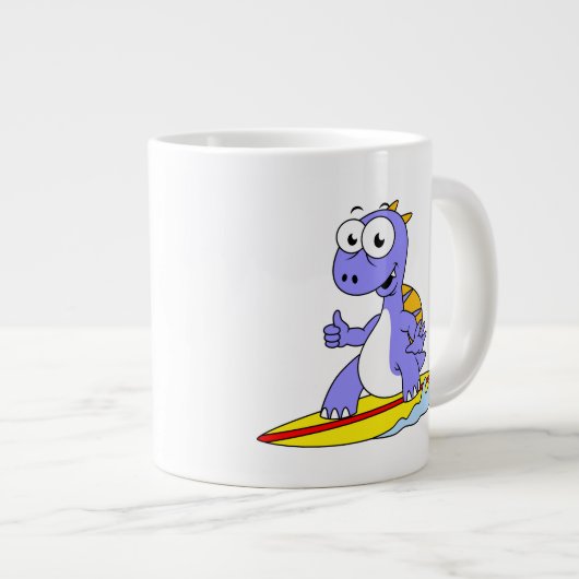 イラストレーションのサーフィンSpinosaurus。 ジャンボコーヒーマグカップ (正面右)