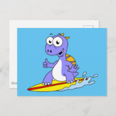 イラストレーションのサーフィンSpinosaurus。 ポストカード (正面/裏面)