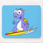 イラストレーションのサーフィンSpinosaurus。 マウスパッド (正面)