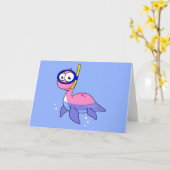 イラストレーションのシュノーケリングのローチネスのモンスター。 カード (黄色い花)