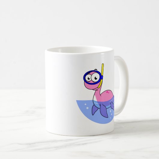 イラストレーションのシュノーケリングのローチネスのモンスター。 コーヒーマグカップ (正面右)