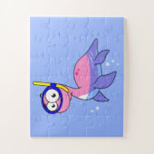 イラストレーションのシュノーケリングのローチネスのモンスター。 ジグソーパズル (縦)