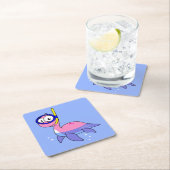 イラストレーションのシュノーケリングのローチネスのモンスター。 スクエアペーパーコースター (インサイチュ)